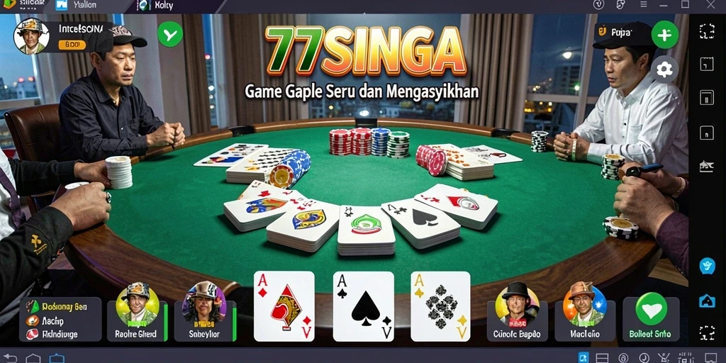 Screenshot gameplay 77SINGA menampilkan pertarungan seru dalam permainan Gaple.