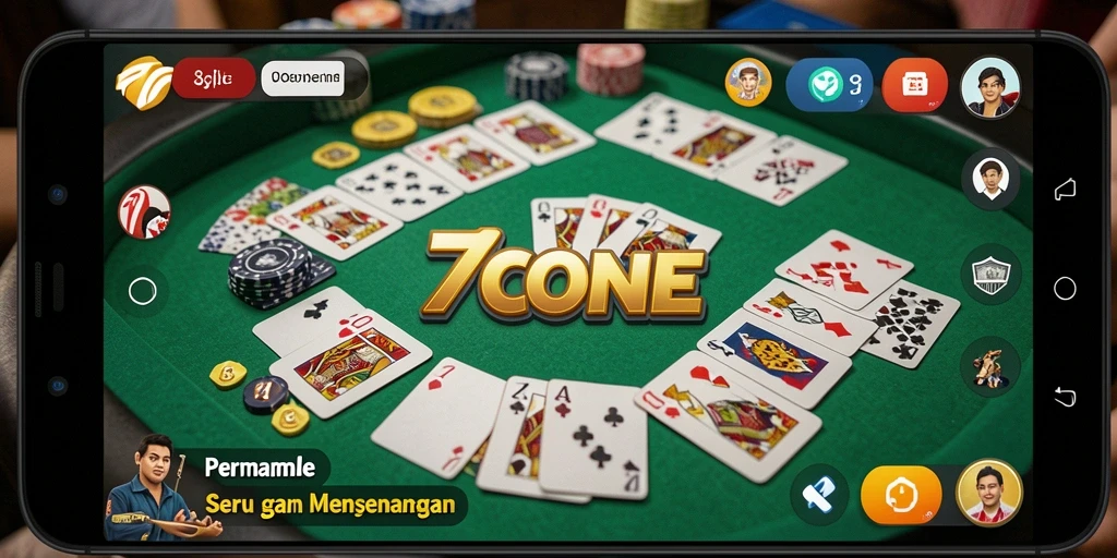 Tampilan screenshot menunjukkan serunya bermain Gaple di 7CONE.