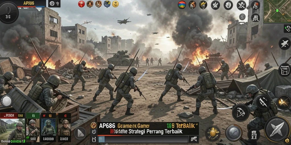 Tampilan gameplay menegangkan dengan strategi perang yang seru.