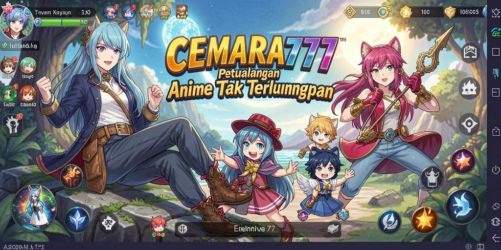 Screenshot CEMARA777 menampilkan karakter anime dalam aksi pertarungan epik.