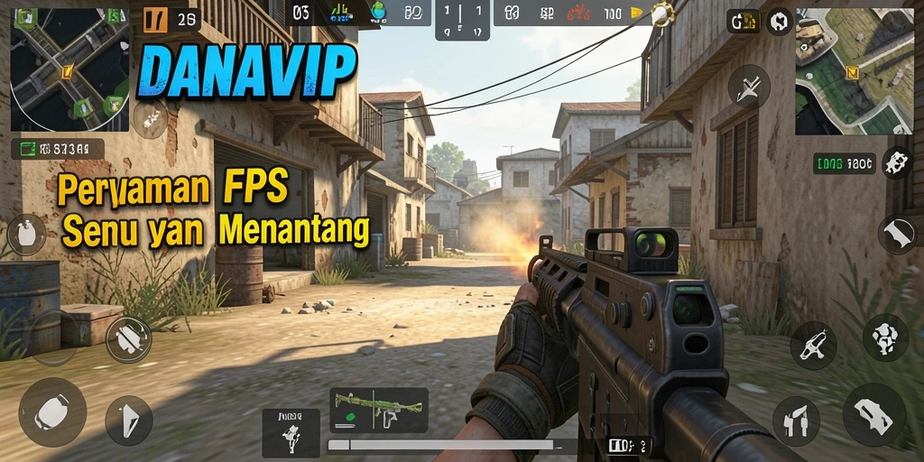 Tampilan gameplay seru dalam DANAVIP dengan aksi FPS yang mendebarkan.