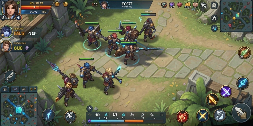 Screenshot gameplay EOS77 menunjukkan aksi strategis yang seru.