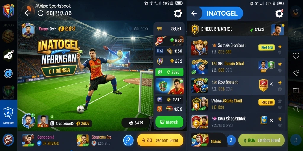 Screenshot aplikasi INATOGEL yang menampilkan fitur taruhan olahraga.