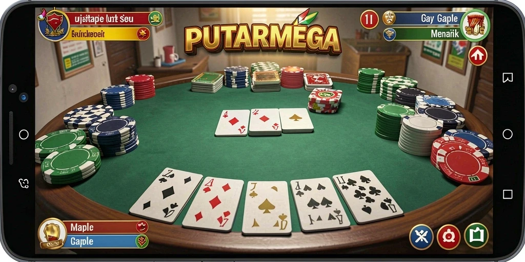 Tampilan utama gameplay Gaple yang menegangkan di PUTARMEGA.