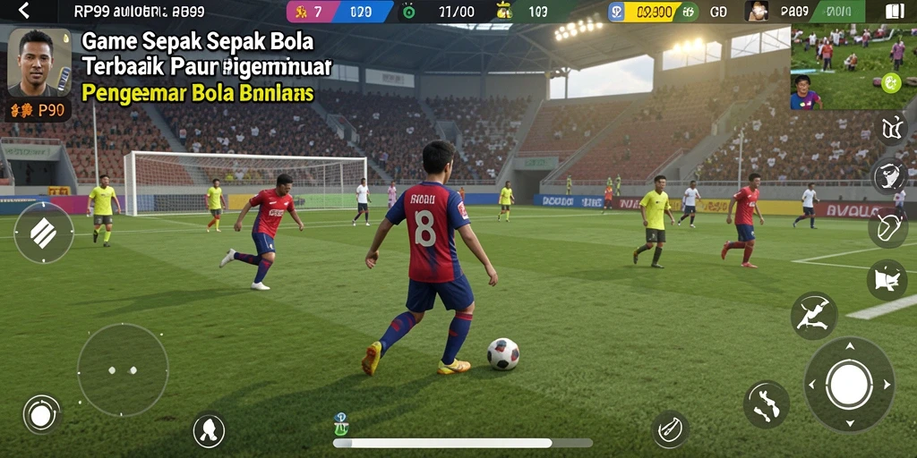 Tampilan gameplay RP99 yang memukau dengan aksi sepak bola nyata.
