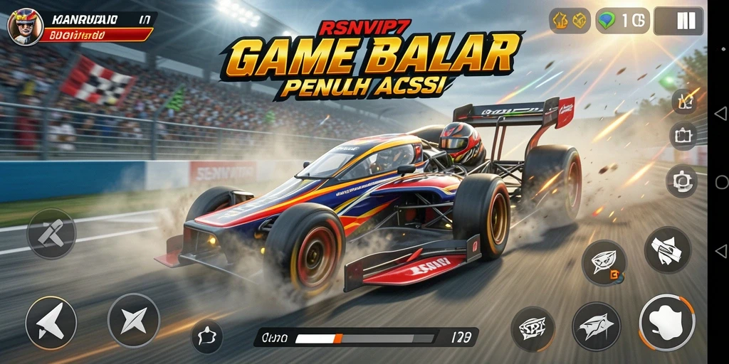 Tampilan gameplay RSNVIP7 yang menampilkan aksi balap seru.