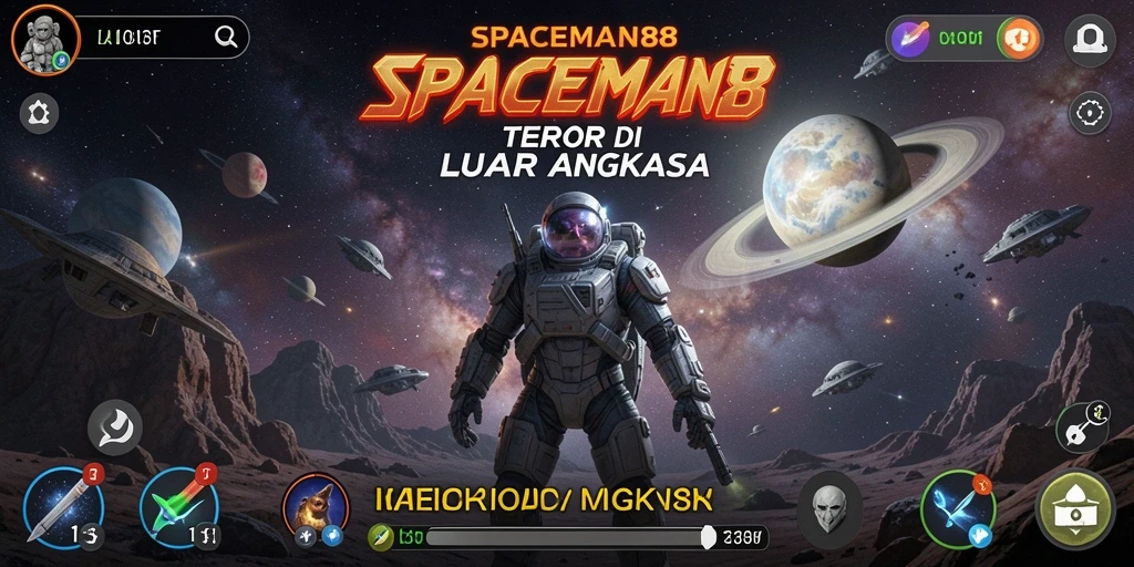 Tampilan menyeramkan dari gameplay SPACEMAN88 di luar angkasa.