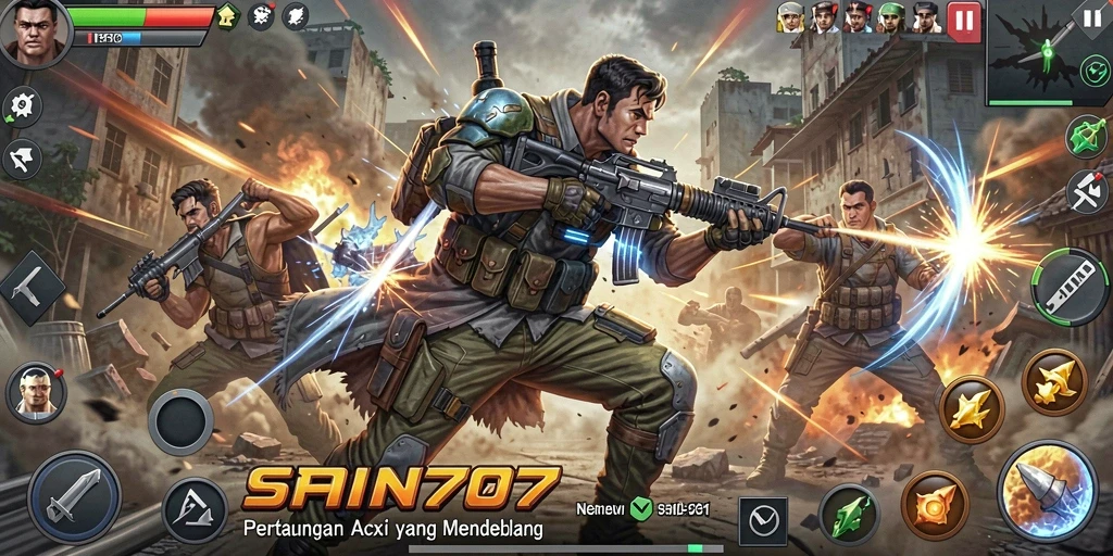 Screenshot gameplay SPIN707 yang menampilkan pertempuran yang intens.