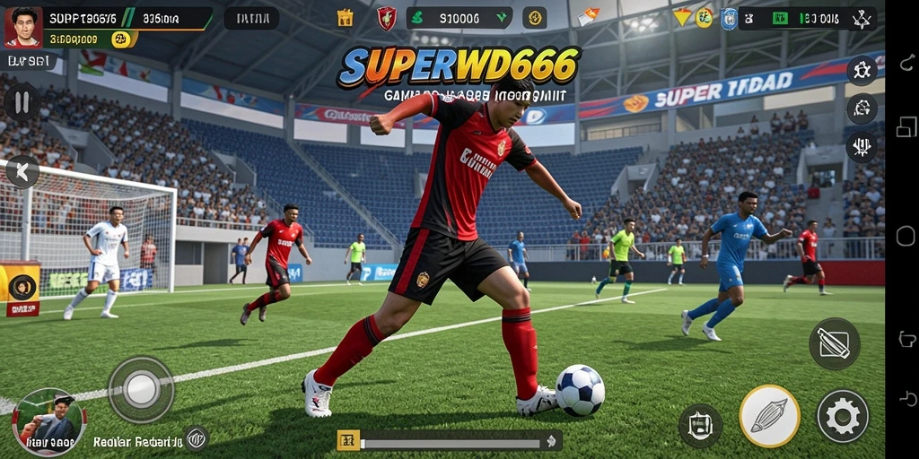 Gameplay SUPERWD666 menampilkan aksi olahraga yang seru dan mendebarkan.