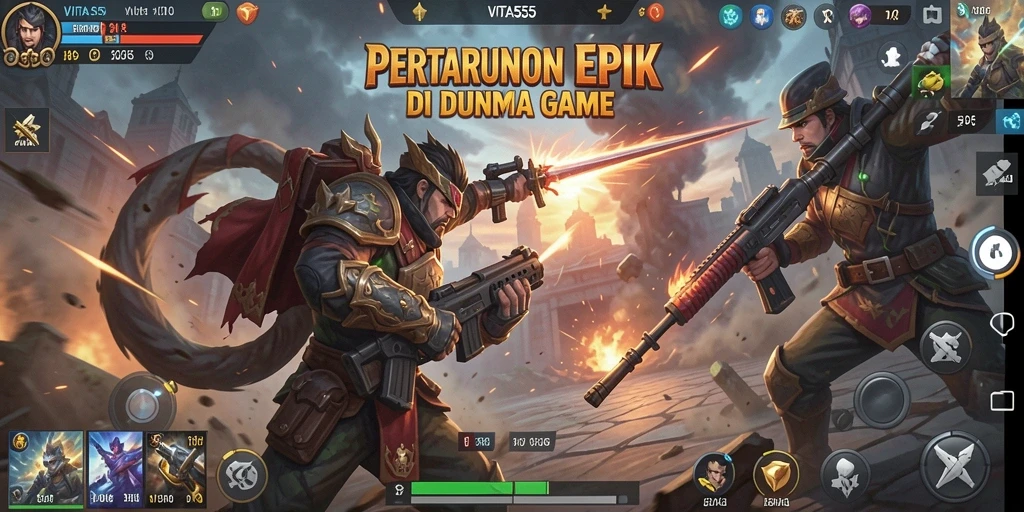 Gameplay seru dengan karakter bertarung di arena menegangkan.